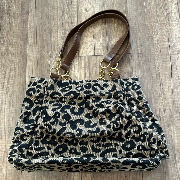 Handbags - Fashionable Leopard Print large Canvas Tote bag